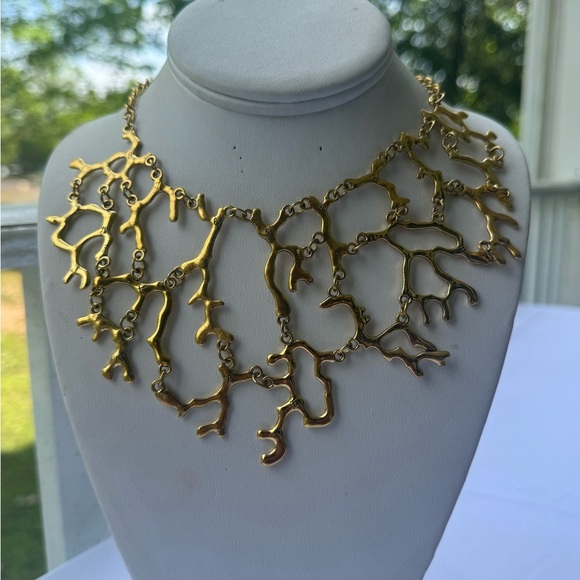 Artistic Gold Statement Necklace - Picture 3 of 8